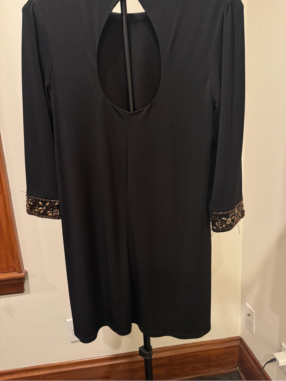 Laundry by Shelli Segal Beaded Cuff Shift Dress – Black Cocktail Dress - Picture 3 of 5